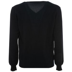 Navy V-neck sweater in pure cashmere