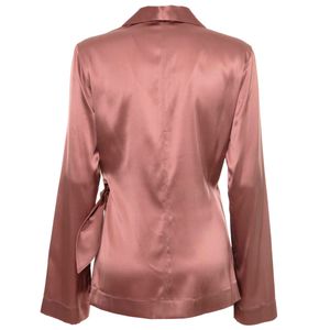 Camicia rosa a portafoglio in seta stretch