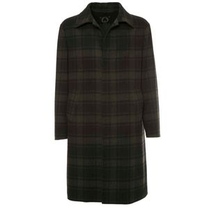 Long green and black checked coat