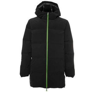 Black down padded jacket with green details