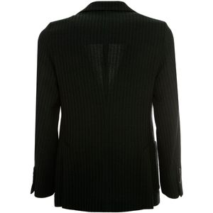 Green striped jacket in stretch wool