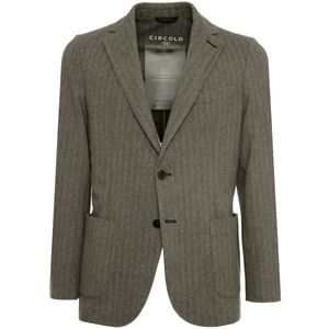 Single-breasted gray herringbone jacket