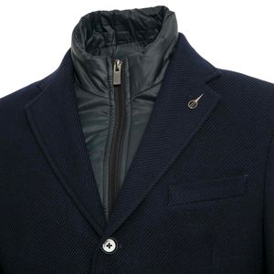 Blue virgin wool jacket with bib