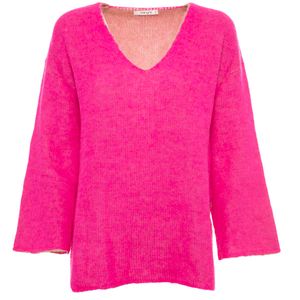 Maglione ampio in misto lana e alpaca con scollatura a V
