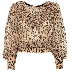 Maglia animalier forata in lana e mohair