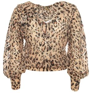Maglia animalier forata in lana e mohair