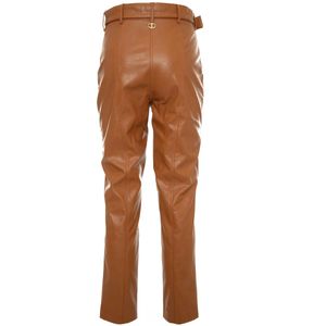 Leather trousers with belt