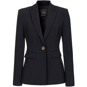 Stretch crepe jacket with single button