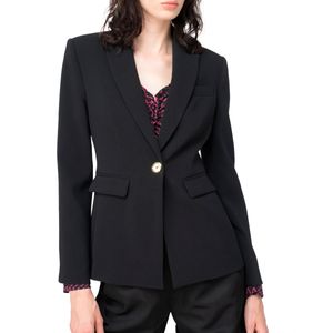 Stretch crepe jacket with single button
