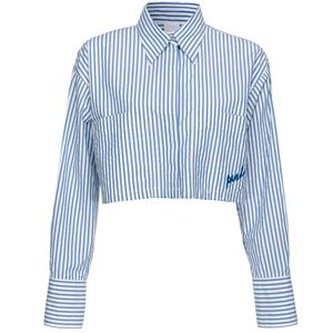 Cropped shirt with white and blue stripes
