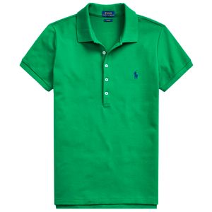 Polo Slim fit stretch verde con pony