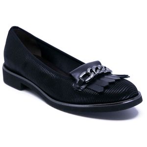 Black ballet flat with fringes and chain