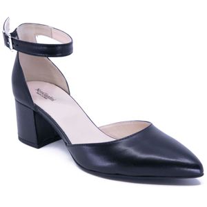 Leather pumps with ankle strap