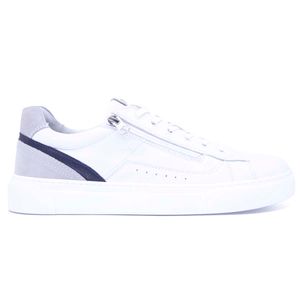 Leather sneakers with side zip
