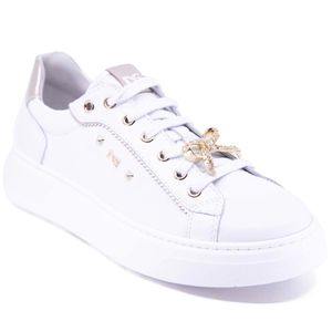 White sneakers with jewel applications