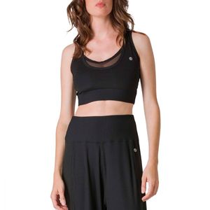 Black sports top with tulle insert