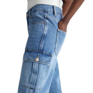 Jeans cargo flare in denim stretch