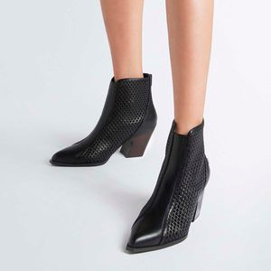 Black Texan in perforated leather
