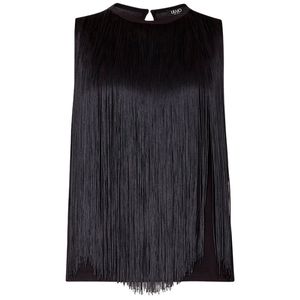 Black jersey top with fringes