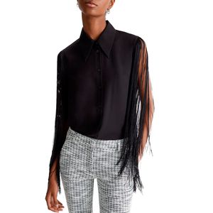 Black jersey shirt with fringes