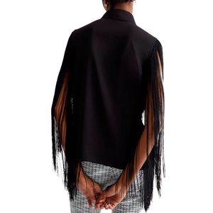 Black jersey shirt with fringes