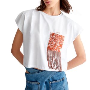 T-shirt with pocket and fringes