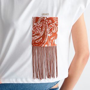 T-shirt with pocket and fringes