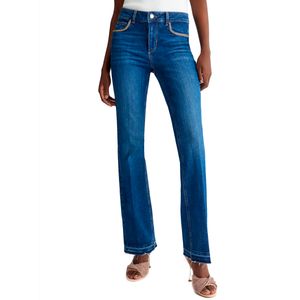 Jeans a vita alta con catene dorate