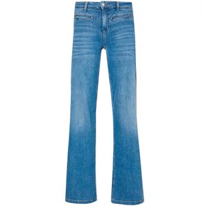 Jeans flare bottom up con tasche a filetto