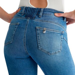 Jeans flare bottom up con tasche a filetto