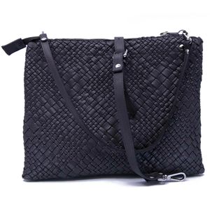 Woven leather clutch bag