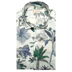 White Tailor Fit shirt with printed flowers