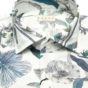 White Tailor Fit shirt with printed flowers