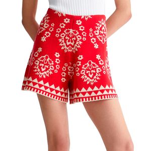 Short rossi in maglia jacquard