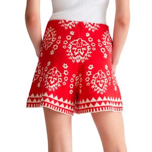 Short rossi in maglia jacquard
