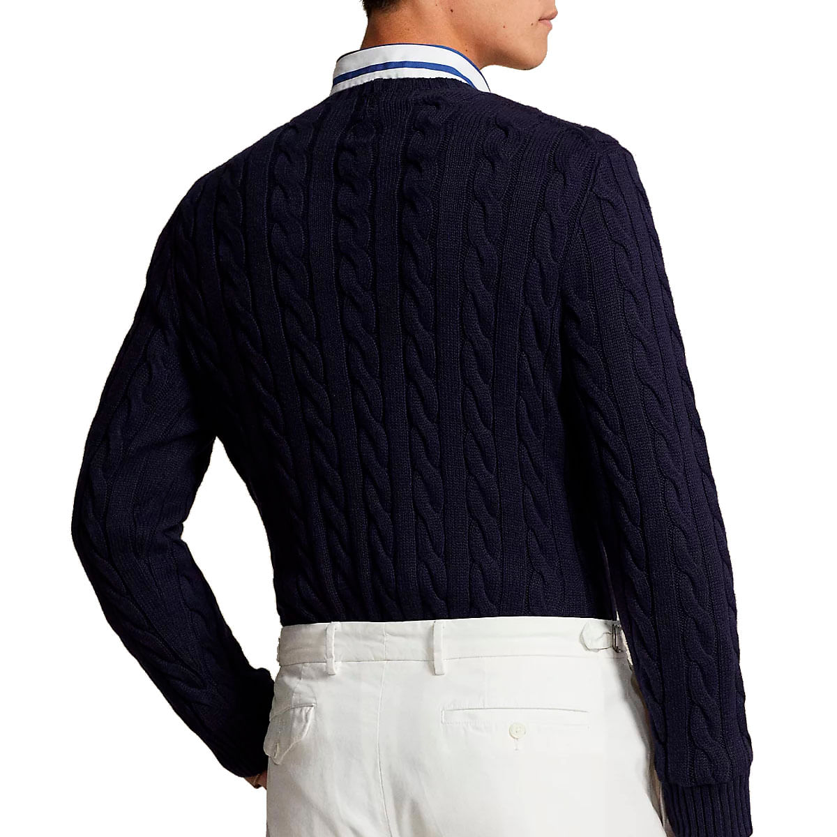 Polo Ralph Lauren - Navy cable-knit cotton sweater with pony on Arteni.it