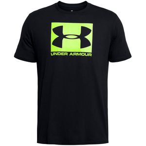 Black UA Boxed t-shirt with maxi neon yellow logo
