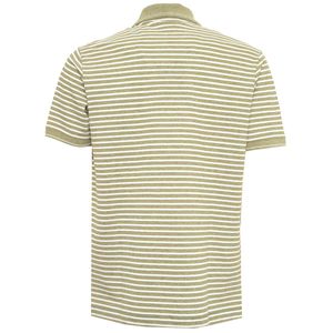 Two-tone striped polo shirt with embroidered shark