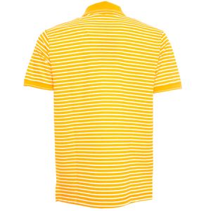 Two-tone striped polo shirt with embroidered shark