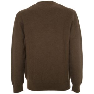 Brown textured effect crewneck sweater with pony