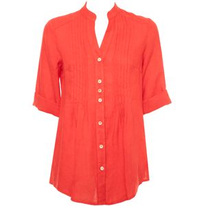 Camicia in lino con pences e bottoni effetto legno