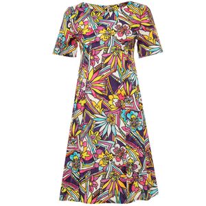 Maura dress with multicolored print in natural fibres