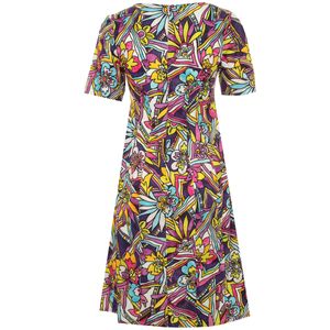 Maura dress with multicolored print in natural fibres