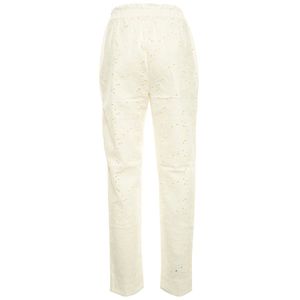 Pantaloni in twill con ricamo sangallo