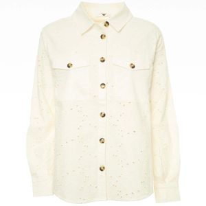 Camicia in twill con ricamo sangallo