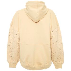 Felpa con ricamo sangallo e zip
