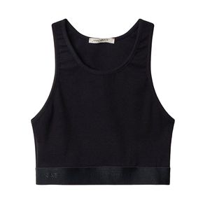 Top in cotone elasticizzato con fascia logata