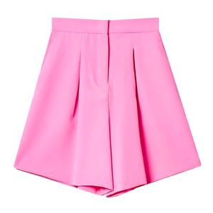 Fuchsia shorts with front pleats