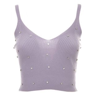 Top cropped Abers con strass