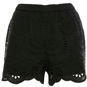 Black English embroidery shorts